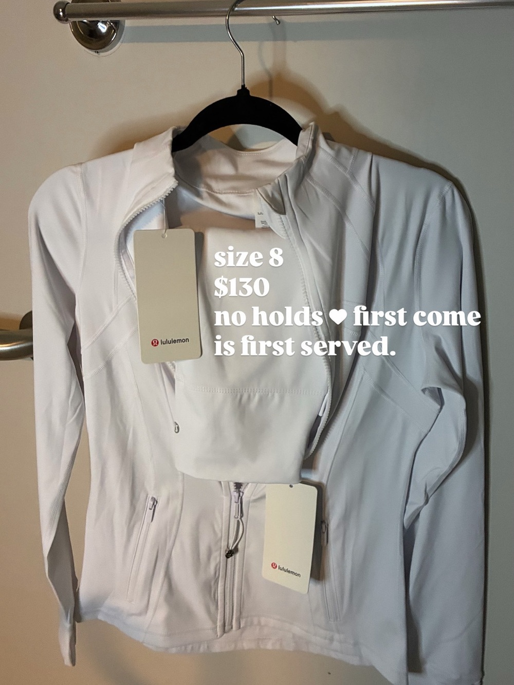 lululemon athletica White Full-Zip Lightweight Women's Jacket & Short set.